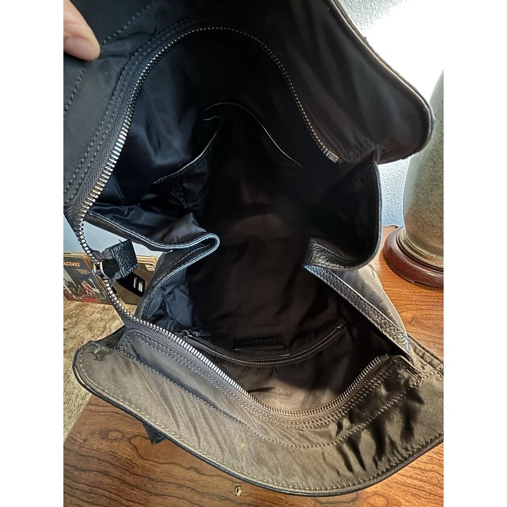 Authentic Burberry Black Nylon Logo Graphic Tote Bag – Leather Trim